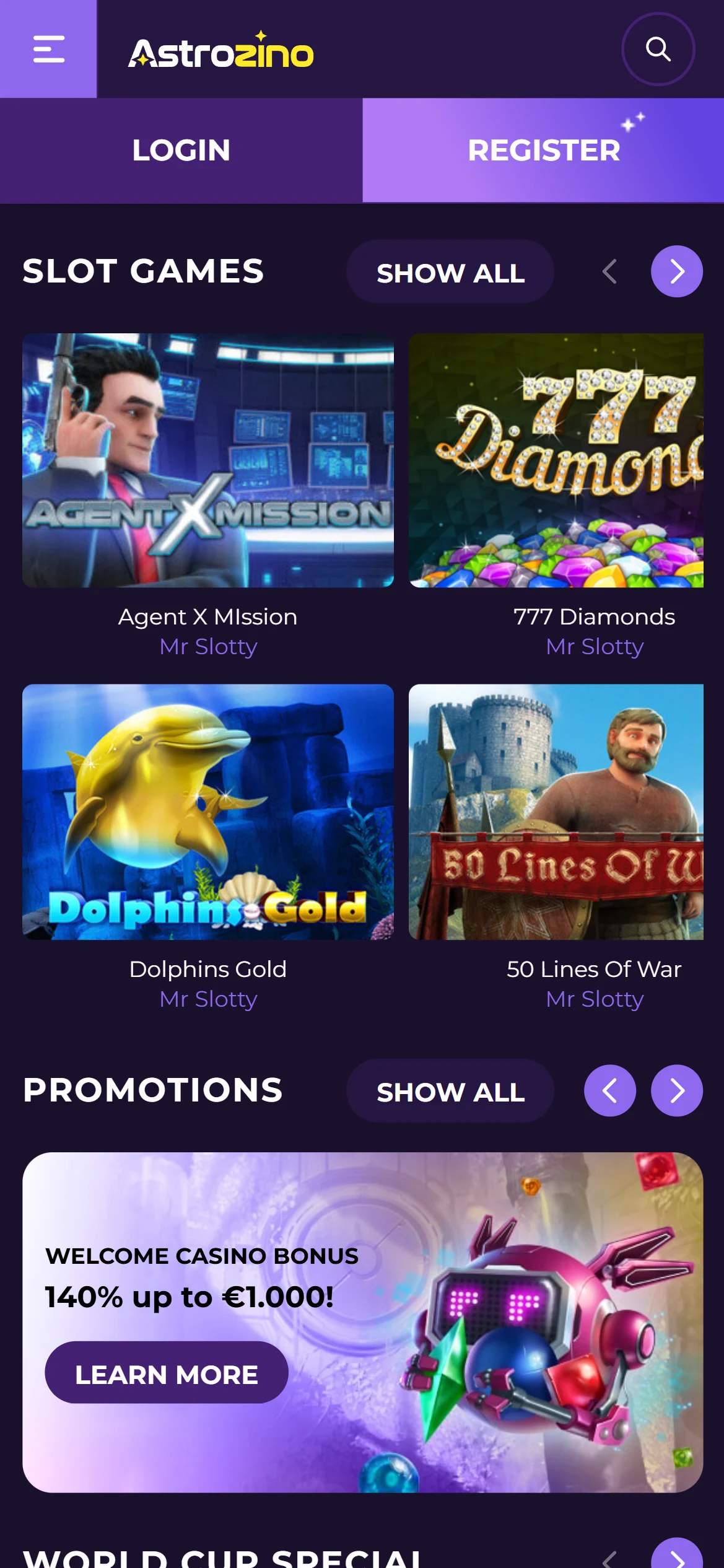 Astrozino Casino Screenshot 3