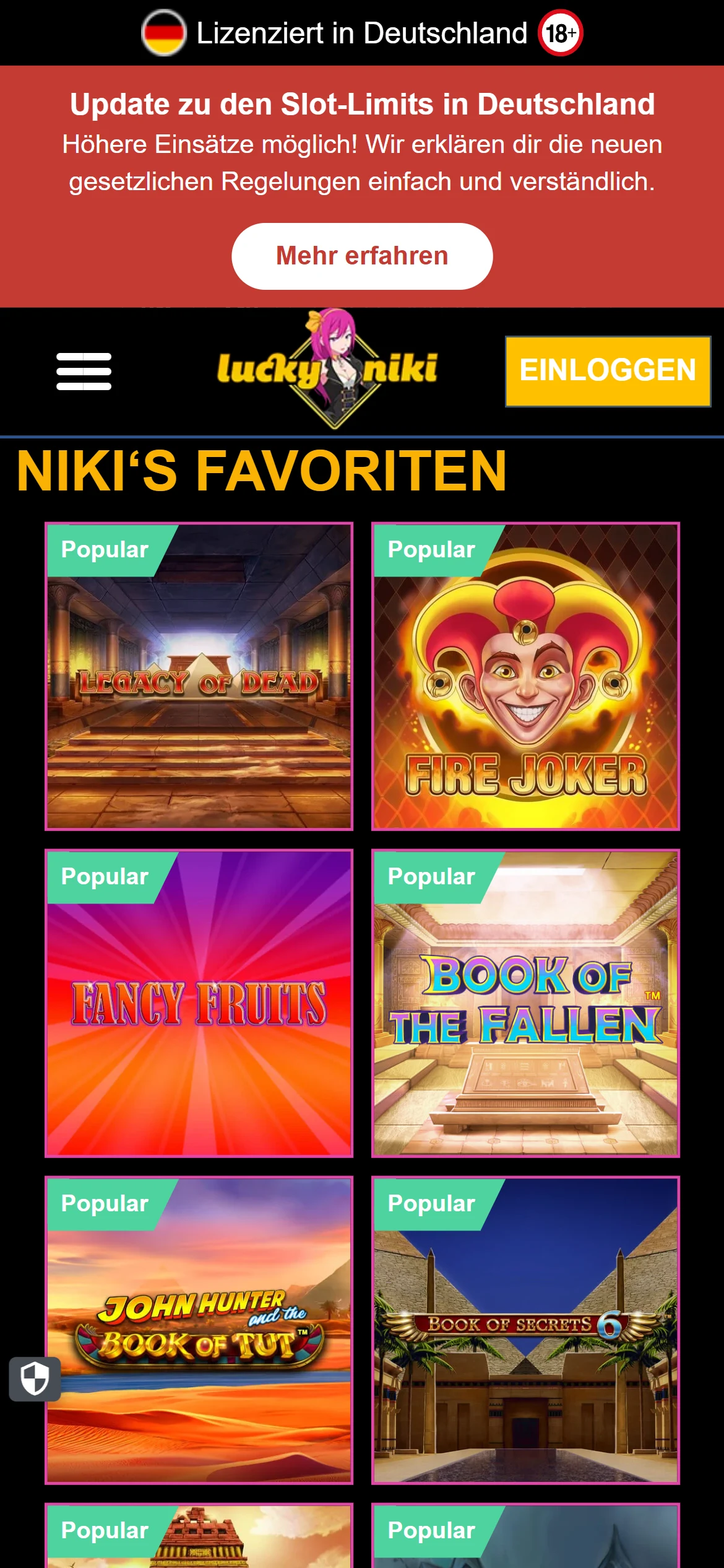 Lucky Niki Casino Screenshot 3