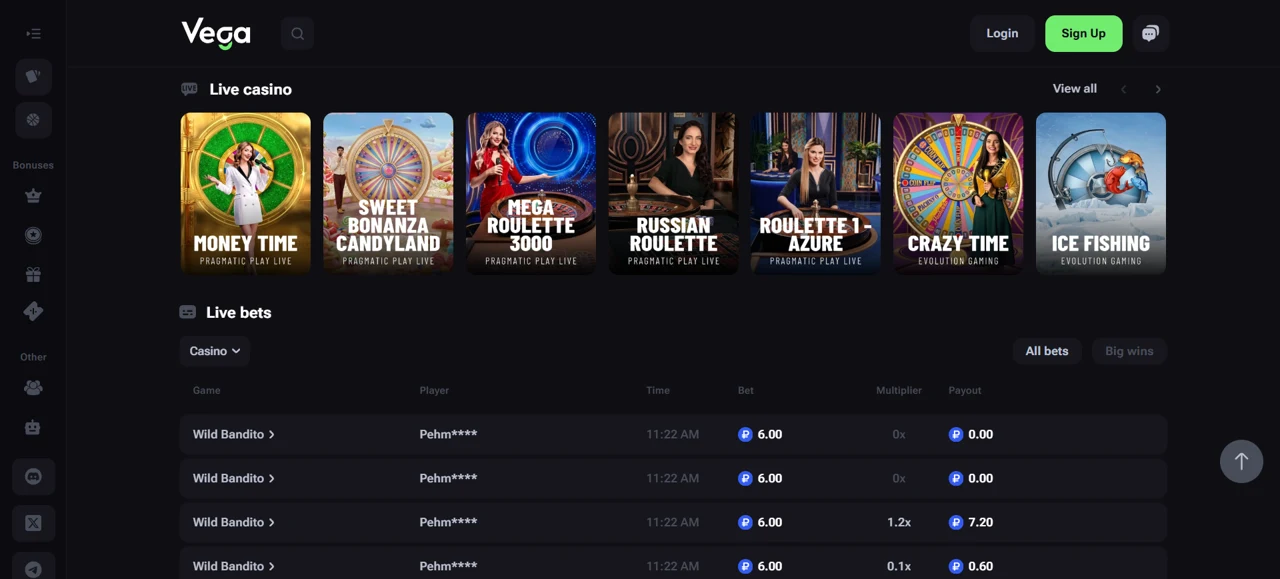 Vega Bet Screenshot 2