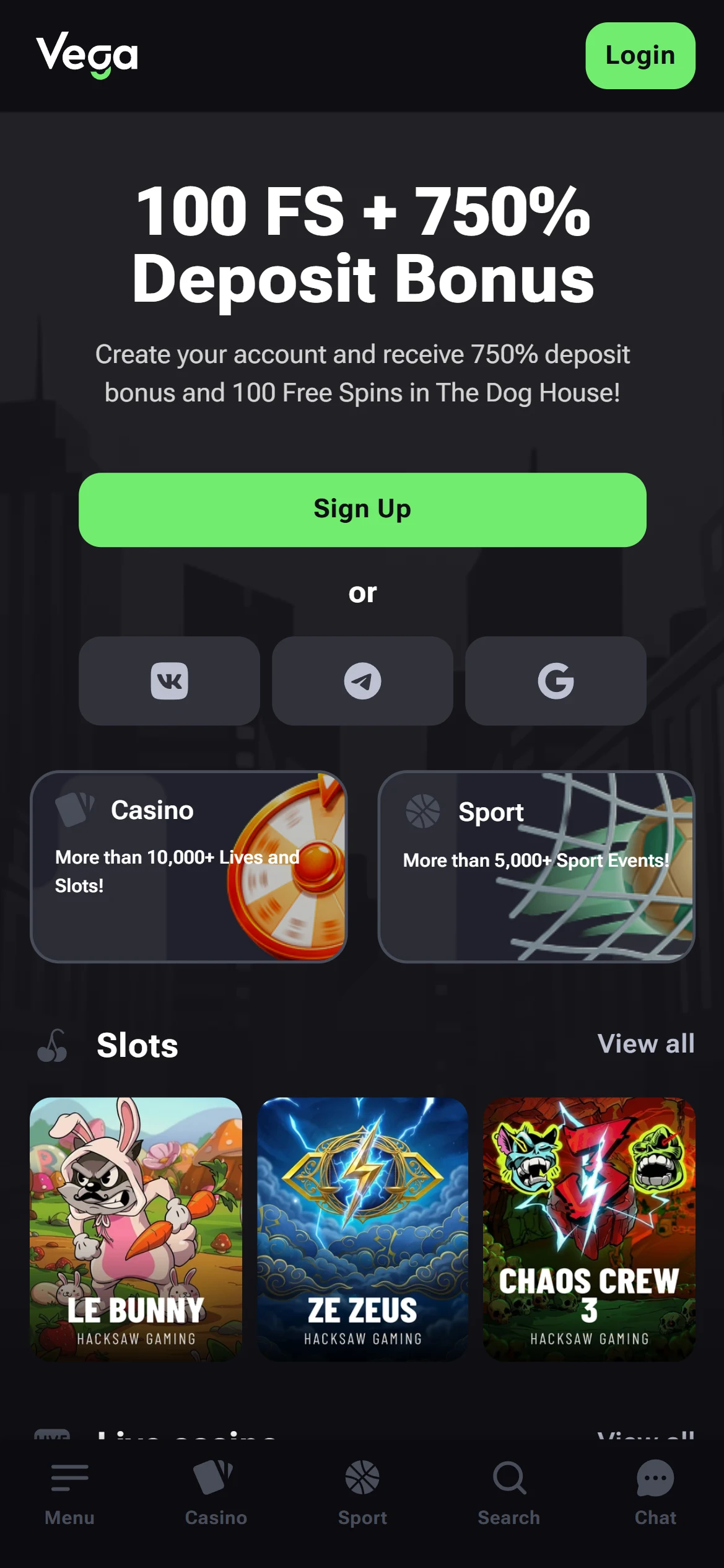 Vega Bet Screenshot 3