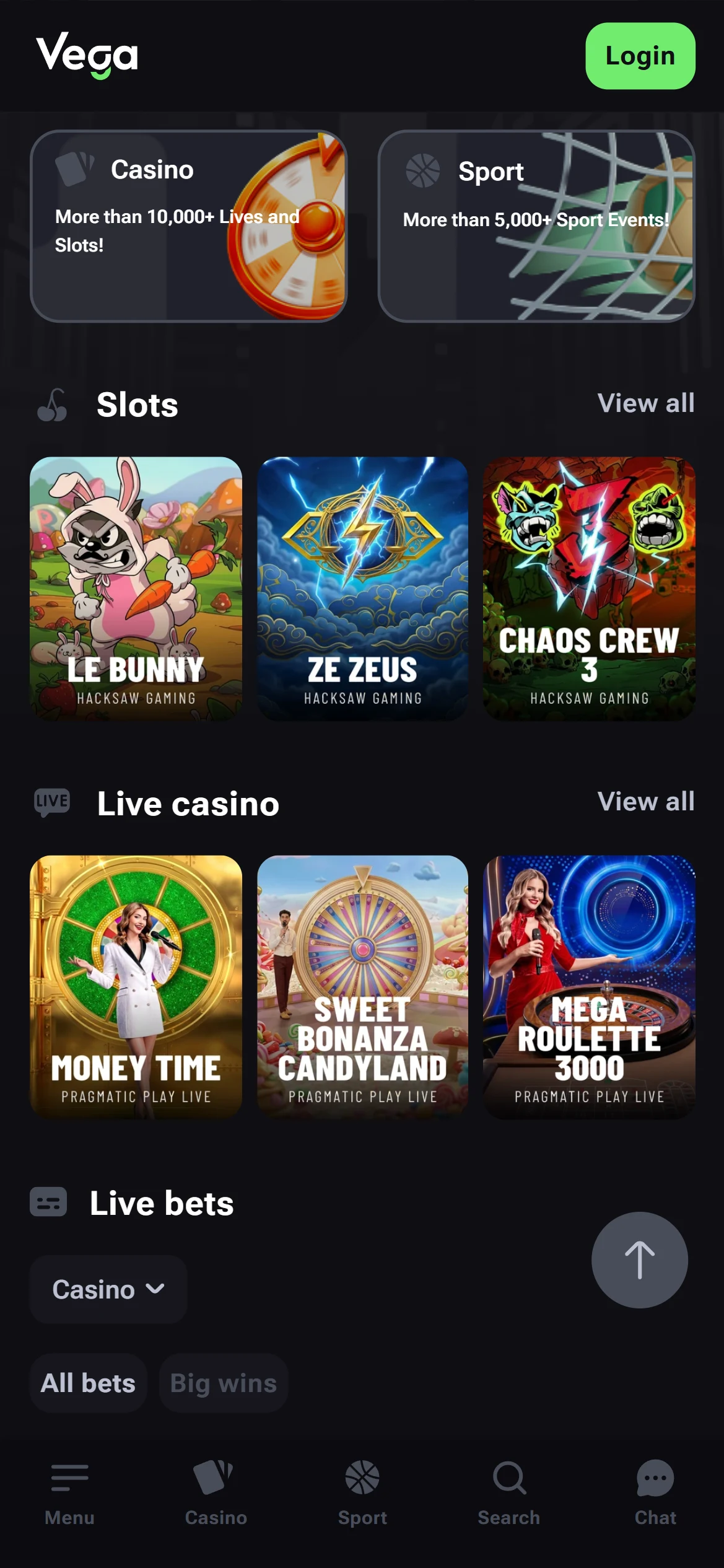 Vega Bet Screenshot 4